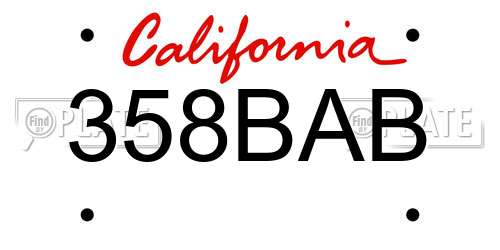 358BAB California License Plate