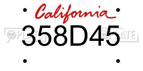 358D45 California License Plate