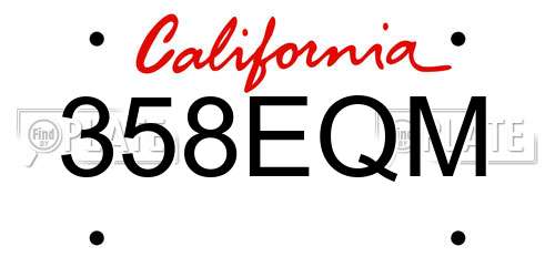 358EQM California License Plate