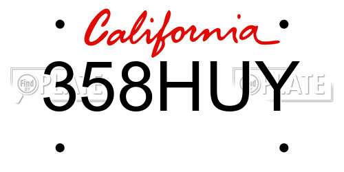 358HUY California License Plate
