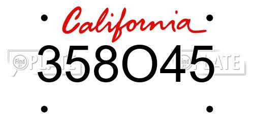 358O45 California License Plate