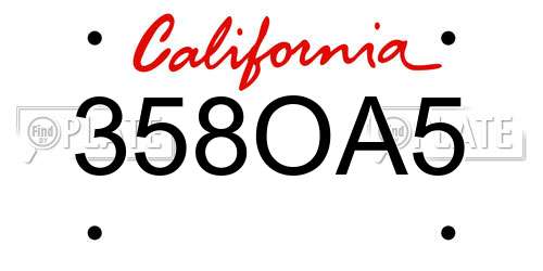 358OA5 California License Plate