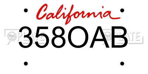 358OAB California License Plate