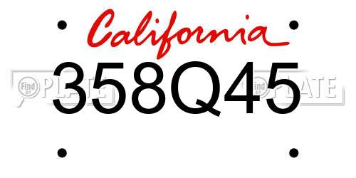 358Q45 California License Plate