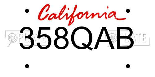 358QAB California License Plate