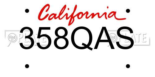 358QAS California License Plate