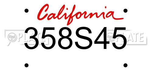 358S45 California License Plate