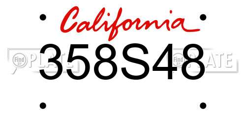 358S48 California License Plate
