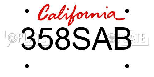 358SAB California License Plate