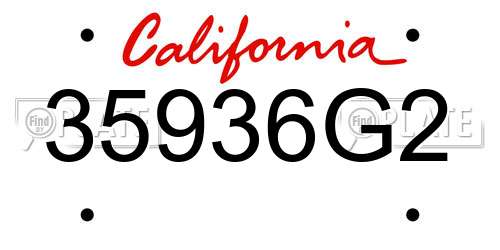 35936G2 California License Plate