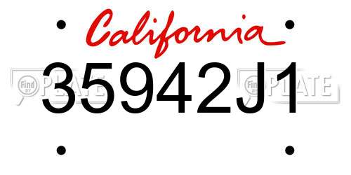 35942J1 California License Plate