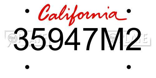 35947M2 California License Plate