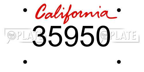 35950 California License Plate