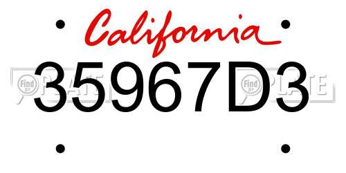 35967D3 California License Plate