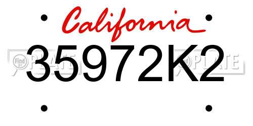35972K2 California License Plate