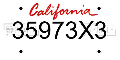 35973X3 California License Plate