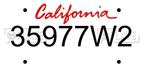 35977W2 California License Plate