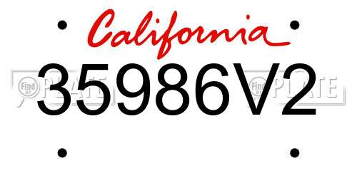 35986V2 California License Plate
