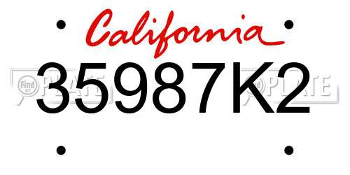 35987K2 California License Plate