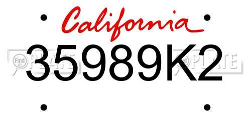 35989K2 California License Plate