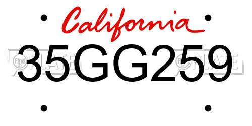 35GG259 California License Plate