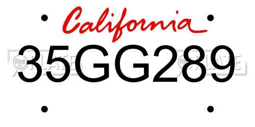 35GG289 California License Plate