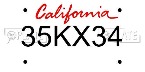 35KX34 California License Plate