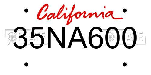 35NA600 California License Plate