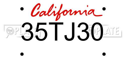 35TJ30 California License Plate