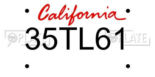 35TL61 California License Plate
