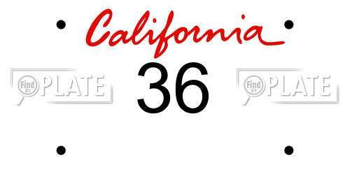 36 California License Plate