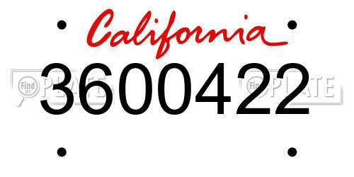 3600422 California License Plate