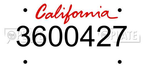 3600427 California License Plate