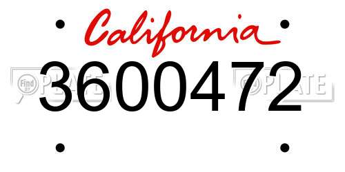 3600472 California License Plate