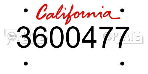 3600477 California License Plate