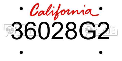 36028G2 California License Plate