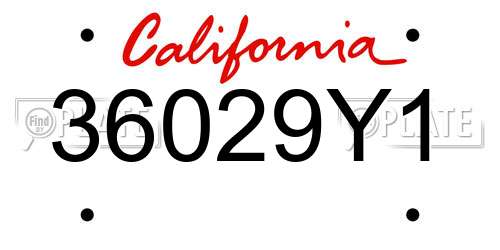 36029Y1 California License Plate
