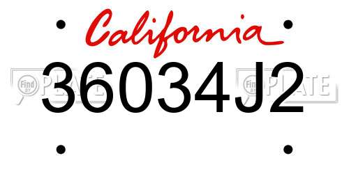 36034J2 California License Plate