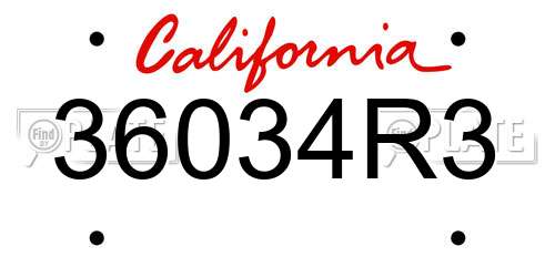 36034R3 California License Plate