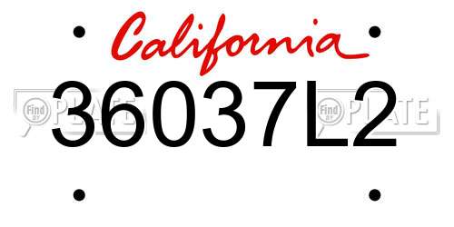 36037L2 California License Plate