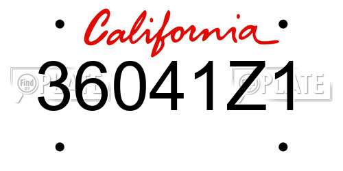 36041Z1 California License Plate