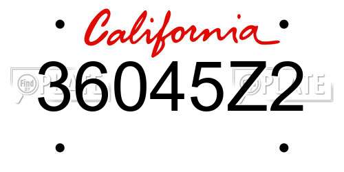 36045Z2 California License Plate