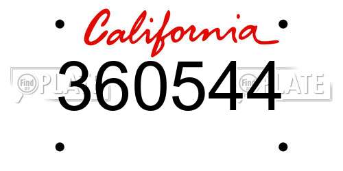 360544 California License Plate