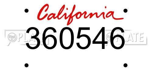 360546 California License Plate
