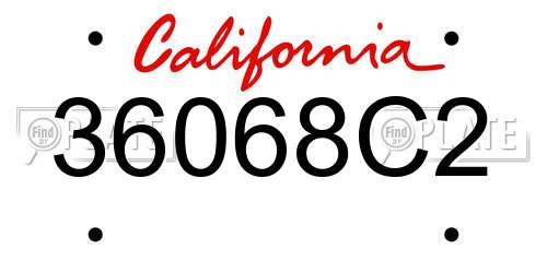 36068C2 California License Plate