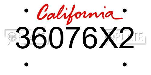 36076X2 California License Plate