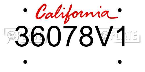 36078V1 California License Plate