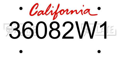 36082W1 California License Plate