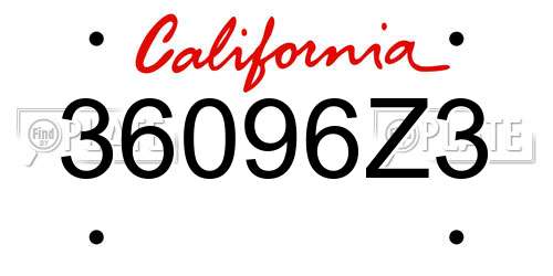 36096Z3 California License Plate