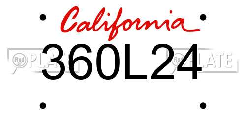 360L24 California License Plate